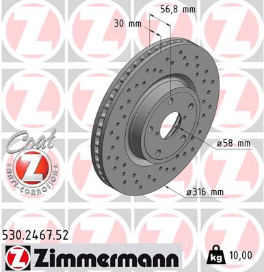 Bremsscheibe Vorderachse Zimmermann 530.2467.52 von Zimmermann