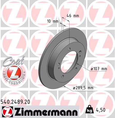 Bremsscheibe Vorderachse Zimmermann 540.2489.20 von Zimmermann