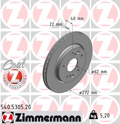 Bremsscheibe Vorderachse Zimmermann 540.5305.20 von Zimmermann