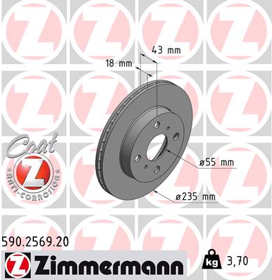 Bremsscheibe Vorderachse Zimmermann 590.2569.20 von Zimmermann