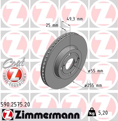 Bremsscheibe Vorderachse Zimmermann 590.2575.20 von Zimmermann