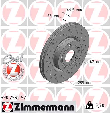 Bremsscheibe Vorderachse Zimmermann 590.2592.52 von Zimmermann