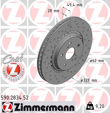 Bremsscheibe Vorderachse Zimmermann 590.2834.52 von Zimmermann