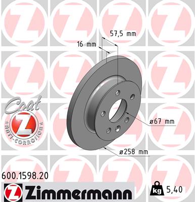 Bremsscheibe Vorderachse Zimmermann 600.1598.20 von Zimmermann