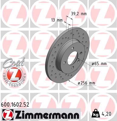 Bremsscheibe Vorderachse Zimmermann 600.1602.52 von Zimmermann