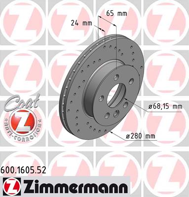 Bremsscheibe Vorderachse Zimmermann 600.1605.52 von Zimmermann