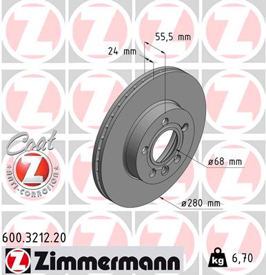 Bremsscheibe Vorderachse Zimmermann 600.3212.20 von Zimmermann