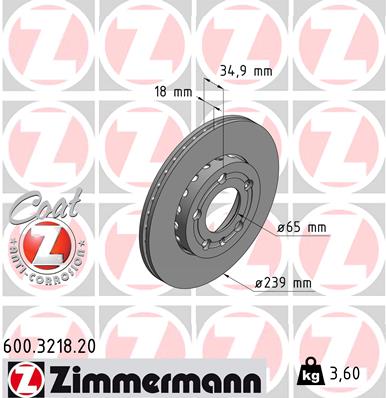 Bremsscheibe Vorderachse Zimmermann 600.3218.20 von Zimmermann