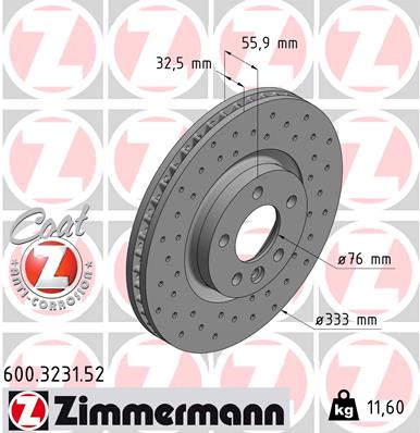 Bremsscheibe Vorderachse Zimmermann 600.3231.52 von Zimmermann