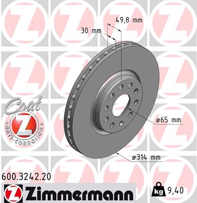 Bremsscheibe Vorderachse Zimmermann 600.3242.20 von Zimmermann