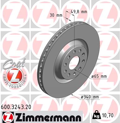 Bremsscheibe Vorderachse Zimmermann 600.3243.20 von Zimmermann