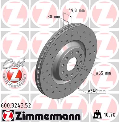 Bremsscheibe Vorderachse Zimmermann 600.3243.52 von Zimmermann