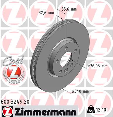 Bremsscheibe Vorderachse Zimmermann 600.3249.20 von Zimmermann