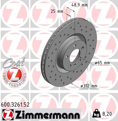 Bremsscheibe Vorderachse Zimmermann 600.3261.52 von Zimmermann