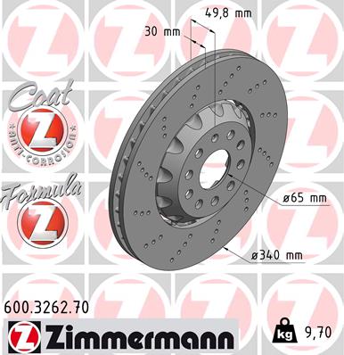 Bremsscheibe Vorderachse Zimmermann 600.3262.70 von Zimmermann