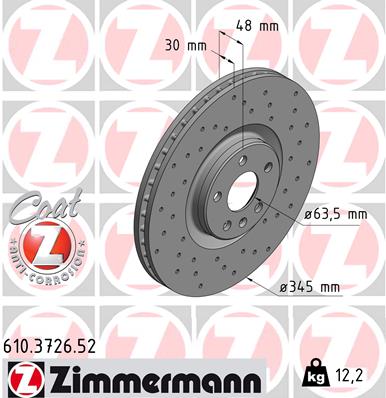 Bremsscheibe Vorderachse Zimmermann 610.3726.52 von Zimmermann