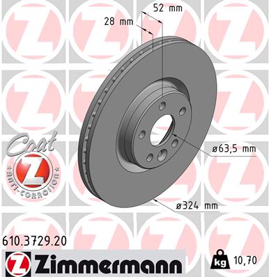 Bremsscheibe Vorderachse Zimmermann 610.3729.20 von Zimmermann