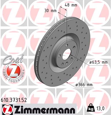 Bremsscheibe Vorderachse Zimmermann 610.3731.52 von Zimmermann