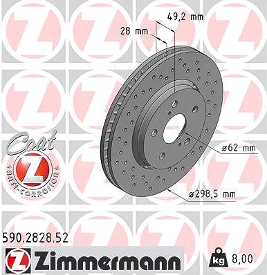 Zimmermann Bremsscheibe Vorderachse belüftet [Hersteller-Nr. 590.2828.52] für Toyota von Zimmermann