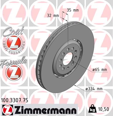 Bremsscheibe Vorderachse links Zimmermann 100.3307.75 von Zimmermann