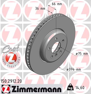 Bremsscheibe Vorderachse links Zimmermann 150.2912.20 von Zimmermann