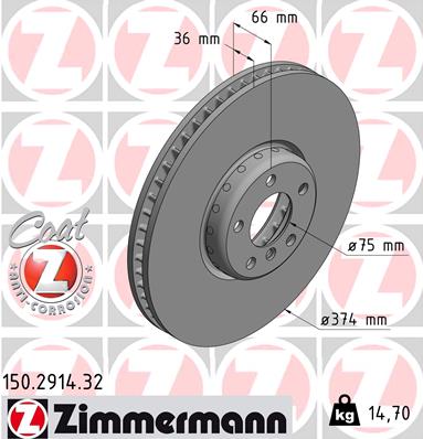 Bremsscheibe Vorderachse links Zimmermann 150.2914.32 von Zimmermann