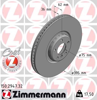 Bremsscheibe Vorderachse links Zimmermann 150.2947.32 von Zimmermann