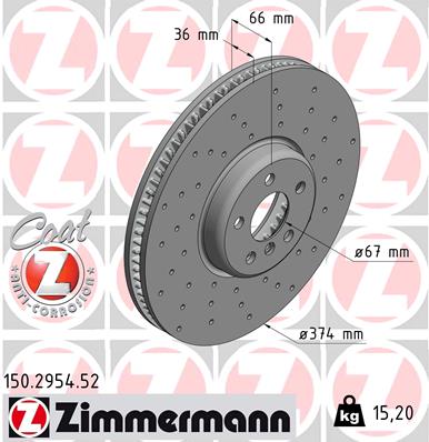 Bremsscheibe Vorderachse links Zimmermann 150.2954.52 von Zimmermann