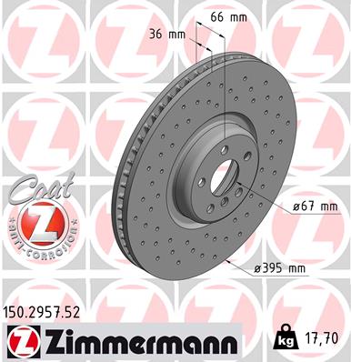 Bremsscheibe Vorderachse links Zimmermann 150.2957.52 von Zimmermann