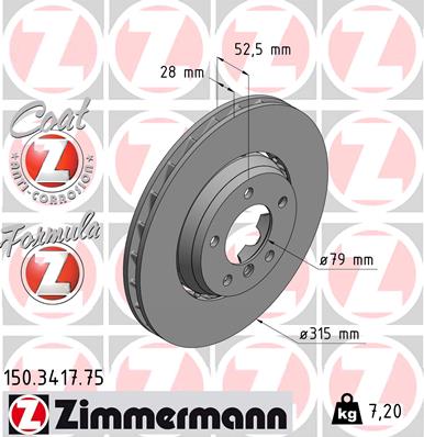 Bremsscheibe Vorderachse links Zimmermann 150.3417.75 von Zimmermann