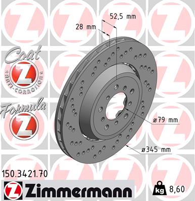 Bremsscheibe Vorderachse links Zimmermann 150.3421.70 von Zimmermann