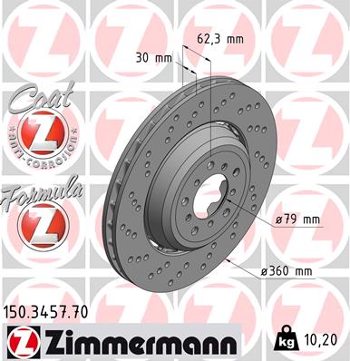 Bremsscheibe Vorderachse links Zimmermann 150.3457.70 von Zimmermann