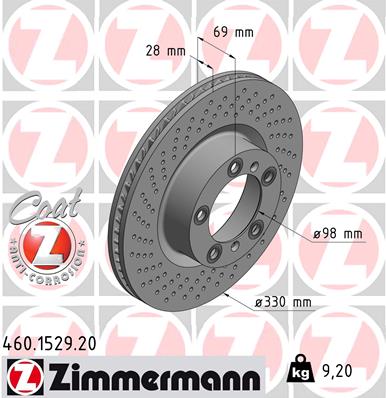 Bremsscheibe Vorderachse links Zimmermann 460.1529.20 von Zimmermann