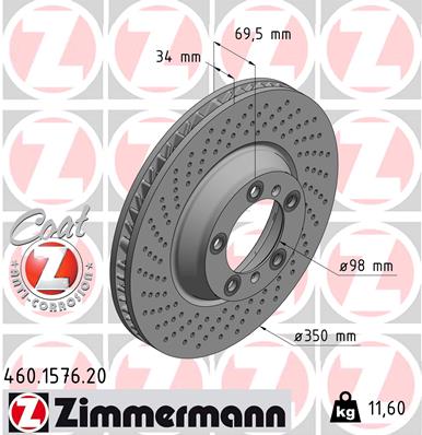 Bremsscheibe Vorderachse links Zimmermann 460.1576.20 von Zimmermann