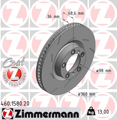 Bremsscheibe Vorderachse links Zimmermann 460.1580.20 von Zimmermann