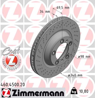 Bremsscheibe Vorderachse links Zimmermann 460.4500.20 von Zimmermann