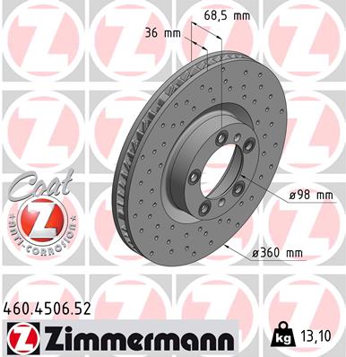 Bremsscheibe Vorderachse links Zimmermann 460.4506.52 von Zimmermann