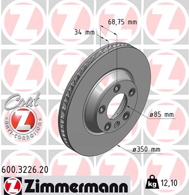 Bremsscheibe Vorderachse links Zimmermann 600.3226.20 von Zimmermann