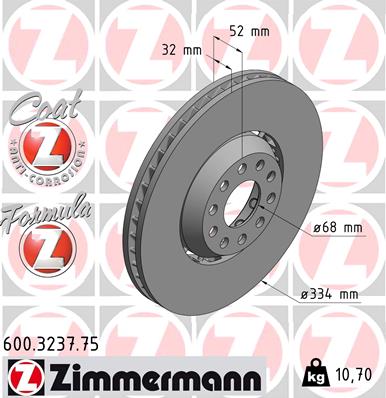 Bremsscheibe Vorderachse links Zimmermann 600.3237.75 von Zimmermann