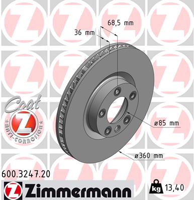 Bremsscheibe Vorderachse links Zimmermann 600.3247.20 von Zimmermann