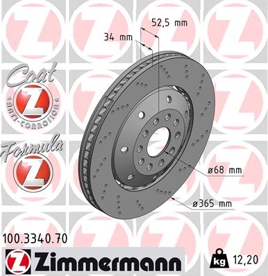 Bremsscheibe Vorderachse rechts Zimmermann 100.3340.70 von Zimmermann