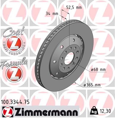 Bremsscheibe Vorderachse rechts Zimmermann 100.3344.75 von Zimmermann