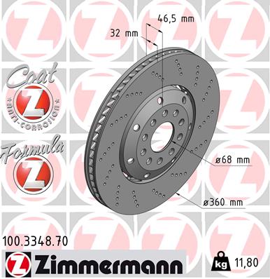 Bremsscheibe Vorderachse rechts Zimmermann 100.3348.70 von Zimmermann