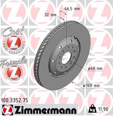 Bremsscheibe Vorderachse rechts Zimmermann 100.3352.75 von Zimmermann