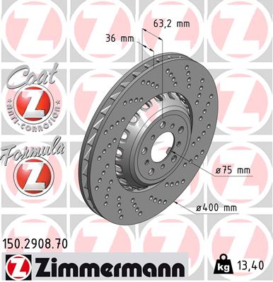 Bremsscheibe Vorderachse rechts Zimmermann 150.2908.70 von Zimmermann