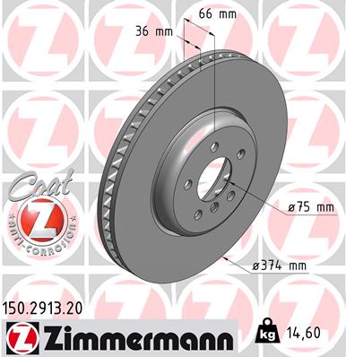 Bremsscheibe Vorderachse rechts Zimmermann 150.2913.20 von Zimmermann