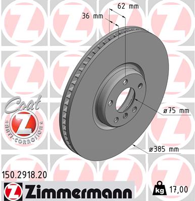 Bremsscheibe Vorderachse rechts Zimmermann 150.2918.20 von Zimmermann