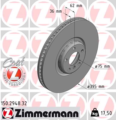 Bremsscheibe Vorderachse rechts Zimmermann 150.2948.32 von Zimmermann