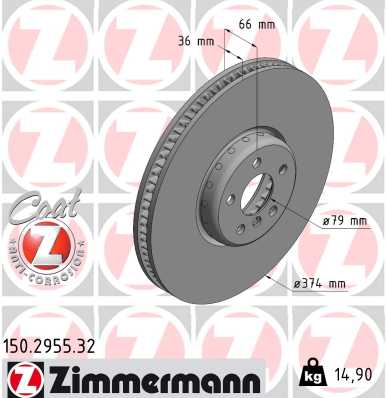 Bremsscheibe Vorderachse rechts Zimmermann 150.2955.32 von Zimmermann