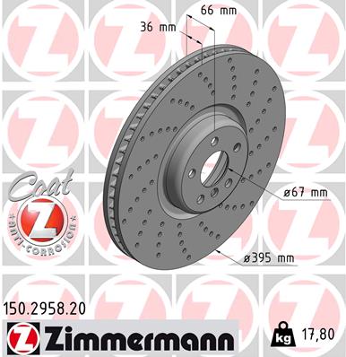 Bremsscheibe Vorderachse rechts Zimmermann 150.2958.20 von Zimmermann